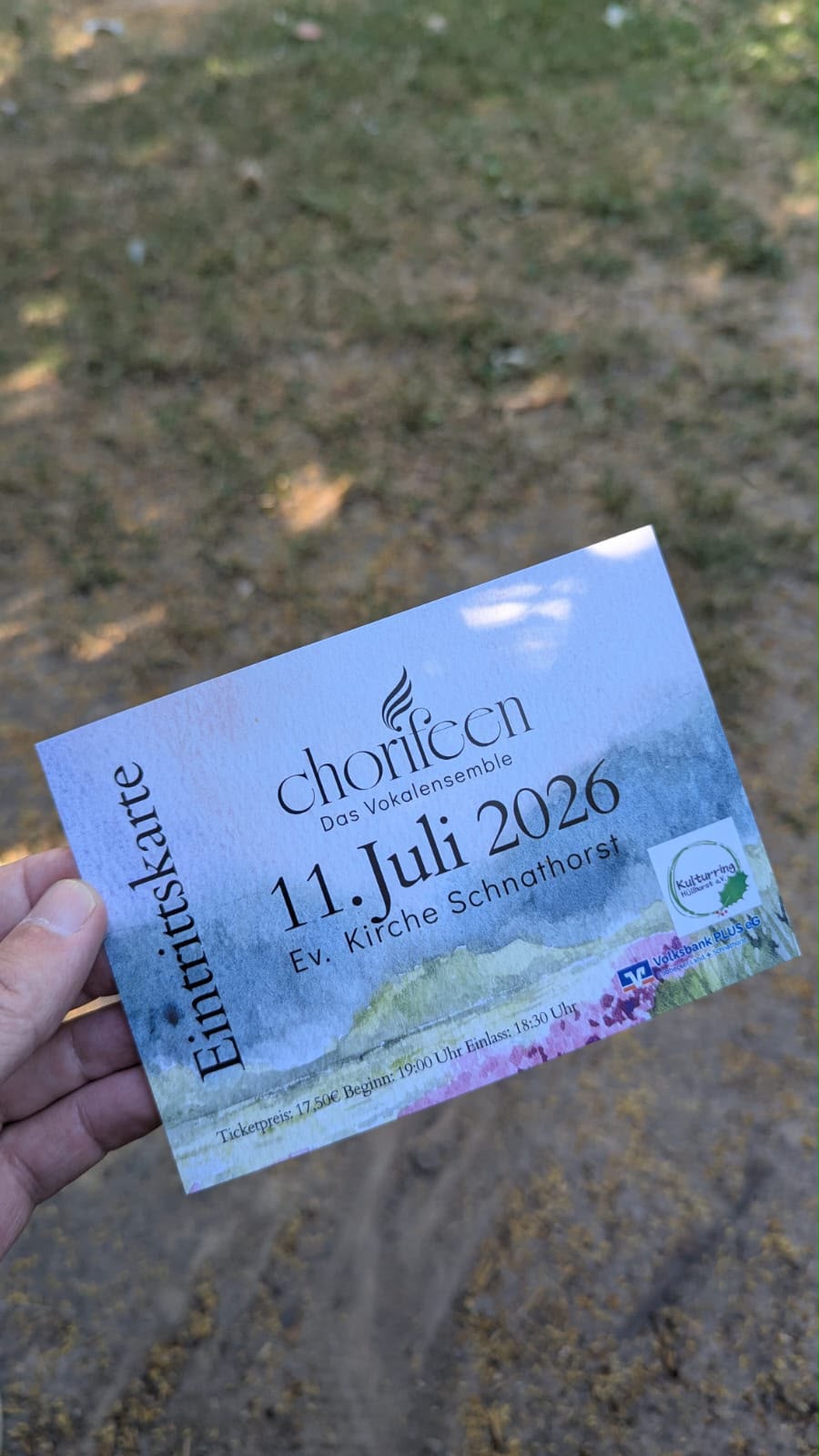 Eintrittskarte für das Konzert in Schnathorst